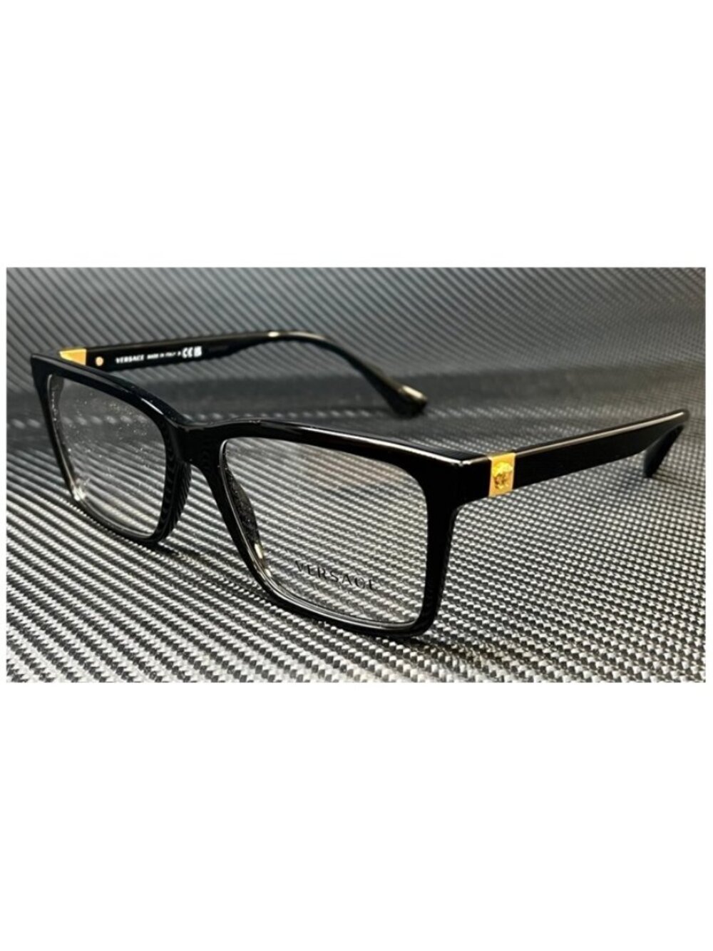 New Versace Men Black Gold Eyeglasses 58- 16- 150